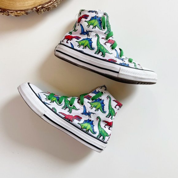Converse High Top All Star Dinosaur Sneakers | Kids Size 1 - Picture 3 of 11
